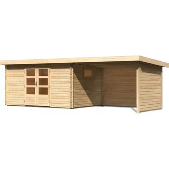 Zahradní domek Dřevěný domek KARIBU TRITTAU 5 + přístavek 330 cm včetně zadní a boční stěny (10061) natur LG4196