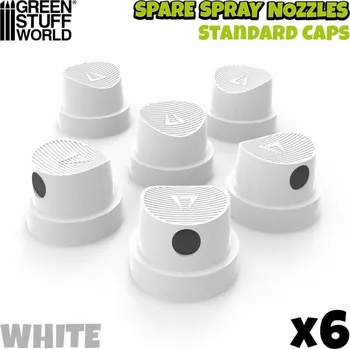 Green Stuff World 6x Caps spray paint - Standard White Fat Cap - trysky na sprej (Green Stuff World)