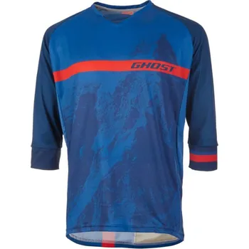 cyklistický dres Dres s 3/4 rukávem GHOST MTN Ride Line Blue/Red - XL