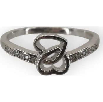 Prsten Stříbrný prsten se srdíčky – Ag 925/1000, zirkony, rhodiovaný Velikost prstenu: 59/18,8
