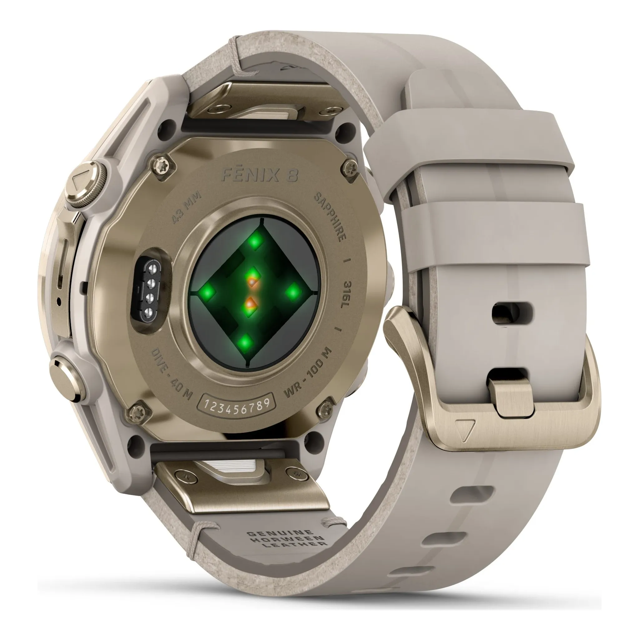 Fotografie 4 - Chytré hodinky Garmin fēnix 8 43 mm AMOLED Sapphire Soft Gold Limestone Leather Band