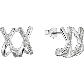 Náušnice EVOLUTION GROUP CZ Stříbrné náušnice dvě "X" se zirkony - 11545.1