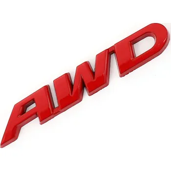 Znak automobilu Znak AWD nápis červený