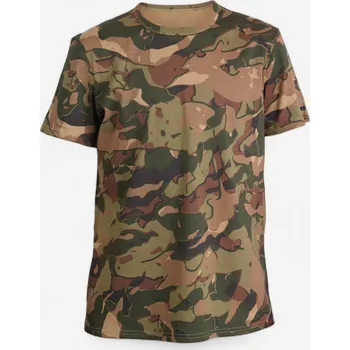 Pánské tričko SOLOGNAC Dětské tričko maskovací vzor Woodland 7 LET KAŠTANOVÁ