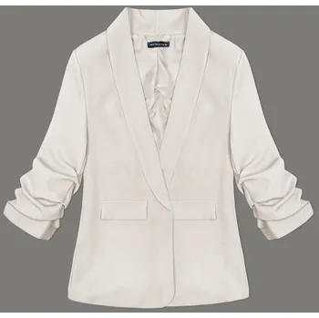 Dámské sako Světle béžové tenké sako s nařasenými rukávy (22-356) odstíny béžové XXL (44)