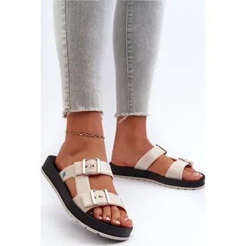 Dámské pantofle Dámské žabky na ploché podrážce ZAXY LL285072 Barva: Béžová, Velikost: 38