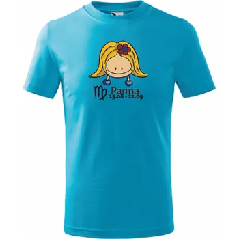 Dětské tričko znamení PANNA Velikost: 134 cm/8 let, Barva: tyrkysová