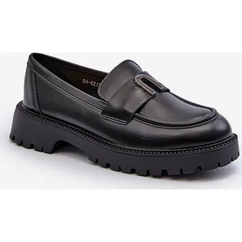 Dívčí baleríny Dětské polobotky mokasíny s ozdobou Elvilda Barva: Černá, Velikost: 36