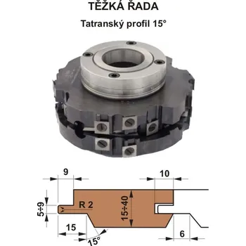 Frézka Sada fréz na pero a drážku s VBD 560 CF 160x40 / 4z - Tatranský profil 15° - TĚŽKÁ ŘADA