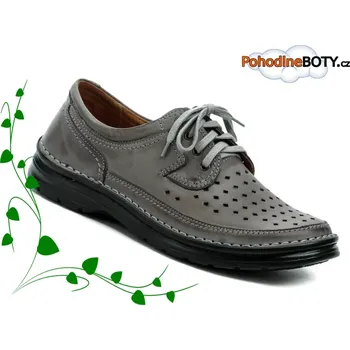 Pánská zdravotní obuv Pánské kožené polobotky šedé širší Wawel PA273/P (šedá kůže (124) )