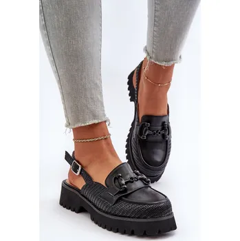 Dámské sandále Dámské sandály na ploché podrážce s ozdobou D&A MR38-656 Barva: Černá, Velikost: 36