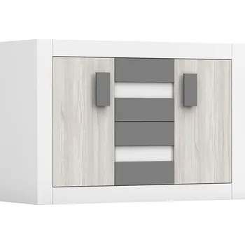 Ložnicová sestava Komoda Helios 4S2D 27 Barva korpusu: Bílá, Rozměry: 145 cm, Dveře: Kathult + šedá