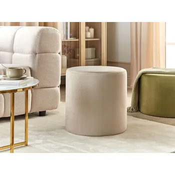 Nábytek Stolička béžová sametová čalounění kulatý tvar pouf otoman moderní styl obývací pokoj ložnice Beliani