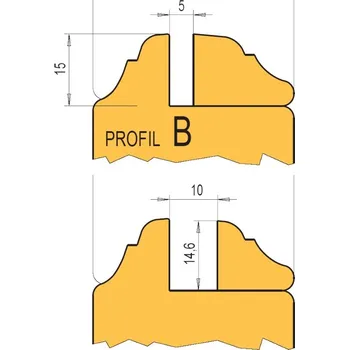 Frézka Sada nožů Profil "B" HL, na vnitřní dveře bez čepování