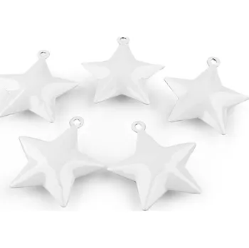 Vánoční dekorace Rolničky stromeček, hvězda Varianta: 1 bílá hvězda, Balení: 5 ks