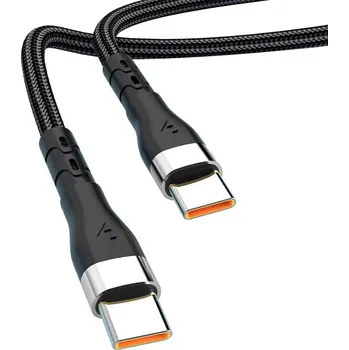 Datový kabel Nabíjecí a datový kabel pro rychlé nabíjení 65W USB-C na USB-C - délka 1m - opletený - černý