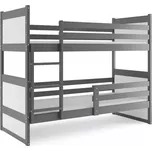 BMS GROUP Dětská patrová postel Rico - 2 osoby, 80x160 bez úložného prostoru bez matrace – Grafit, Bílá