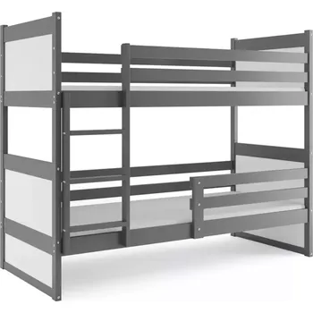 BMS GROUP Dětská patrová postel Rico - 2 osoby, 80x160 bez úložného prostoru bez matrace – Grafit, Bílá