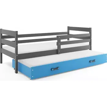 Postel BMS GROUP Dětská postel Eryk - 2 osoby, 90x200 s výsuvnou přistýlkou bez matrace– Grafit, Modrá