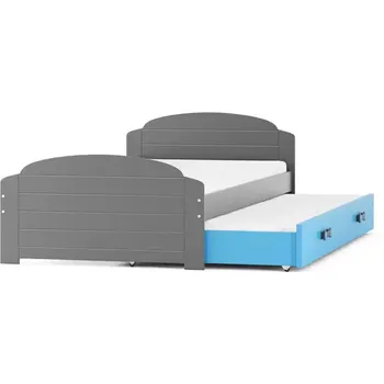 Postel BMS GROUP Dětská postel Lili - 2 osoba, 90x200 s výsuvnou přistýlkou bez matrace – Grafit, Modrá