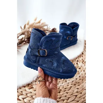 Chlapecká zimní obuv Dětské Kotníkové Boty Sněhule s Kožešinou Kawai Barva: Modrá, Velikost: 34