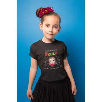 Dívčí tričko Připravena do školy s vlastním jménem Barva: Černá, Velikost: 122