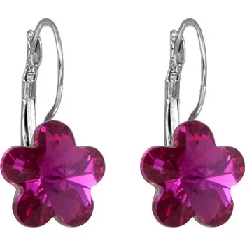 Náušnice Náušnice Swarovski Elements květinka, visací, tmavě fialové, 27020701fuchsia