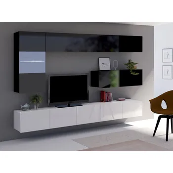 Obývací stěna GAB Obývací stěna LORONA 4, Černá/Bílá 255 cm