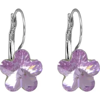 Náušnice Náušnice Swarovski Elements květinka, visací, světle fialové, 27020701violet