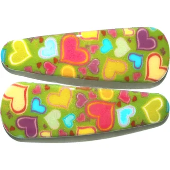 sponky do vlasů potažené plastem s potiskem srdíčkami, 2 ks Barva: zelená