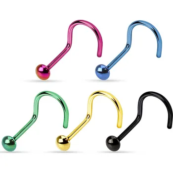 Piercing Piercingate Piercing do nosu PNO00259 - Barva/Motiv: Zelená, Kuličky: 2 mm, Průměr tyčky: 0,8 mm