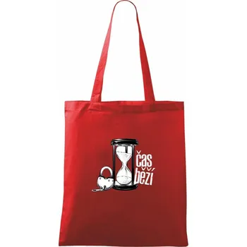 Nákupní taška Čas běží CZ - Taška bavlněná - 42 x 38 cm ( Červená )