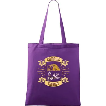 Camping is my favorite therapy - Taška bavlněná - 42 x 38 cm ( Fialová )