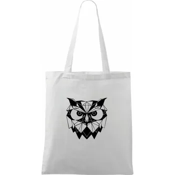 Nákupní taška Geometrie - sova zlá - Taška bavlněná - 42 x 38 cm ( Bílá )