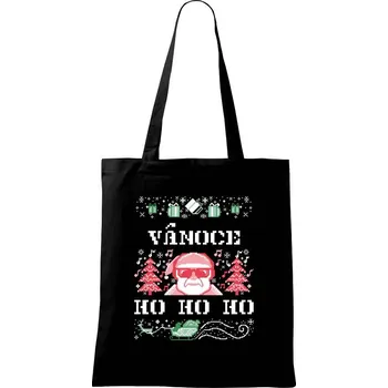 Nákupní taška Vánoce ho ho ho - Taška bavlněná - 42 x 38 cm ( Černá )