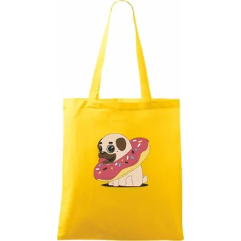 Mops a kobliha - Taška bavlněná - 42 x 38 cm ( Žlutá )