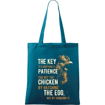 Chicken patience - Taška bavlněná - 42 x 38 cm ( Petrolejová )