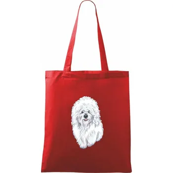 Nákupní taška Bišonek kreslený - Taška bavlněná - 42 x 38 cm ( Červená )