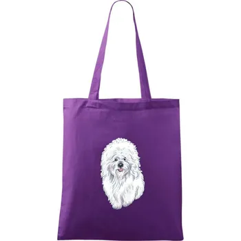 Bišonek kreslený - Taška bavlněná - 42 x 38 cm ( Fialová )