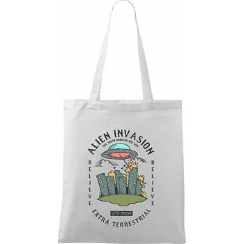 Nákupní taška Alien Attack - Taška bavlněná - 42 x 38 cm ( Bílá )