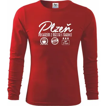 Chlapecké tričko Plzeň město s tradicí - Triko dětské Long Sleeve - 122 cm/6 let ( Červená )