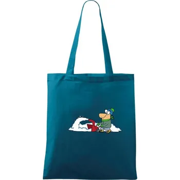 Frézování sněhu kreslené - Taška bavlněná - 42 x 38 cm ( Petrolejová )