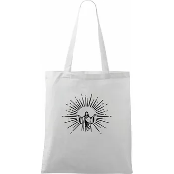 Nákupní taška Ježíš a svatozář - Taška bavlněná - 42 x 38 cm ( Bílá )