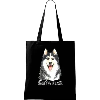 Nákupní taška Husky - gotta love - Taška bavlněná - 42 x 38 cm ( Černá )