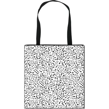 Taška látková PPT - hudební symboly (bílá)