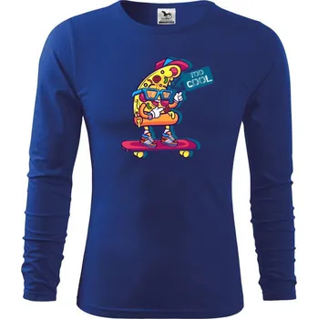 Chlapecké tričko Pizza slice with skateboard - Triko dětské Long Sleeve - 122 cm/6 let ( Královská modrá )