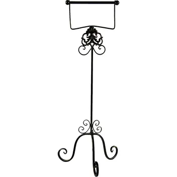 Černý antik kovový držák toaletního papíru Potier ornament - 27*24*70 cm