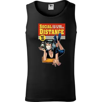 Pánské termoprádlo Corona social distance plakat - Tílko pánské Core - XL ( Černá )