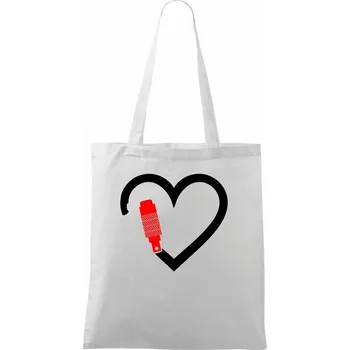 Nákupní taška Srdce horolezec - Taška bavlněná - 42 x 38 cm ( Bílá )