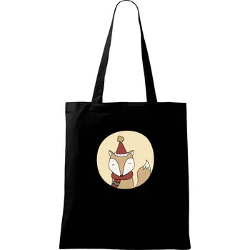 Vánoční liška v kolečku - Taška bavlněná - 42 x 38 cm ( Černá )